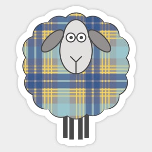 Scottish Blue and Yellow Tartan Patterned Sheep Sticker